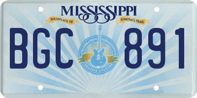 MS license plate BGC891