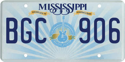 MS license plate BGC906
