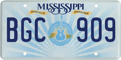 MS license plate BGC909
