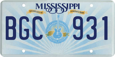 MS license plate BGC931