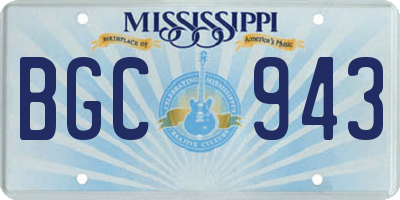 MS license plate BGC943