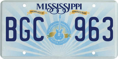 MS license plate BGC963