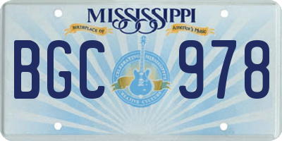 MS license plate BGC978