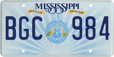 MS license plate BGC984