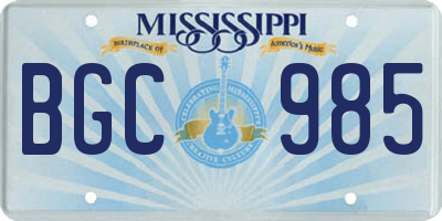 MS license plate BGC985