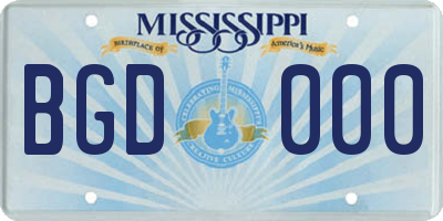 MS license plate BGD000