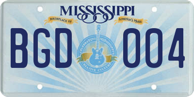 MS license plate BGD004