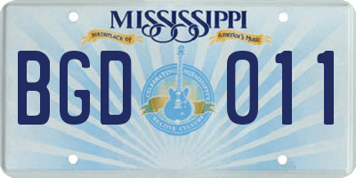 MS license plate BGD011