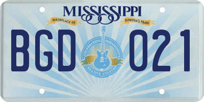 MS license plate BGD021