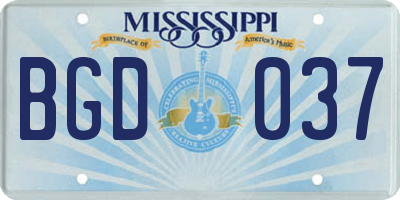 MS license plate BGD037