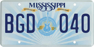 MS license plate BGD040
