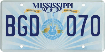 MS license plate BGD070