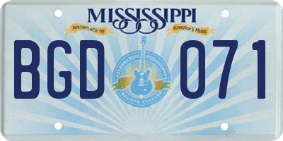 MS license plate BGD071