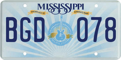 MS license plate BGD078