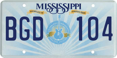 MS license plate BGD104