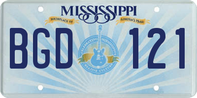 MS license plate BGD121