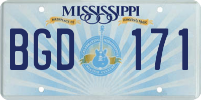 MS license plate BGD171
