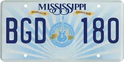 MS license plate BGD180