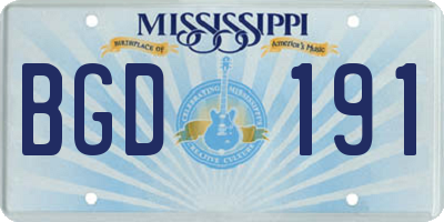 MS license plate BGD191