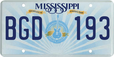 MS license plate BGD193