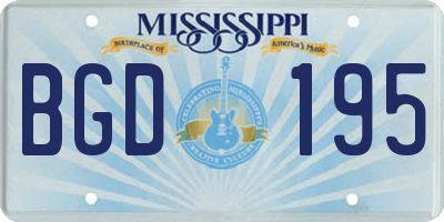 MS license plate BGD195