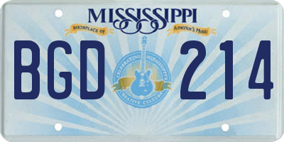 MS license plate BGD214