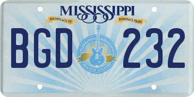 MS license plate BGD232