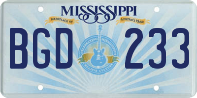 MS license plate BGD233