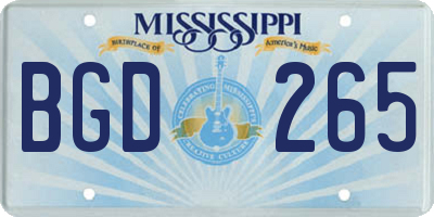MS license plate BGD265