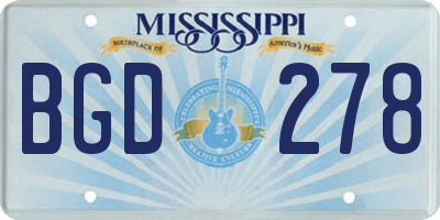 MS license plate BGD278