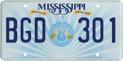 MS license plate BGD301