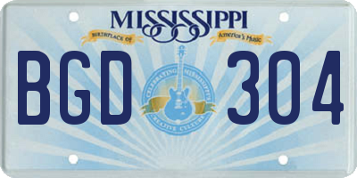 MS license plate BGD304