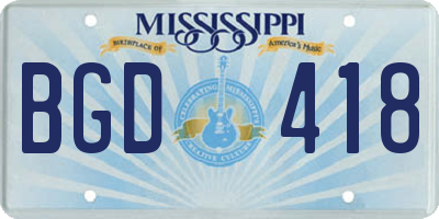MS license plate BGD418