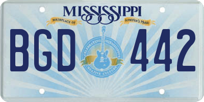 MS license plate BGD442