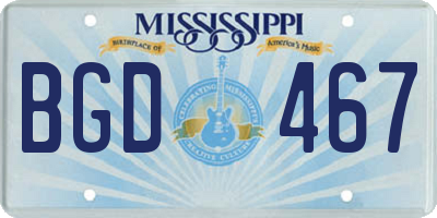 MS license plate BGD467