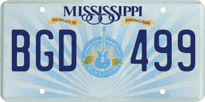 MS license plate BGD499