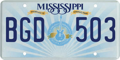 MS license plate BGD503