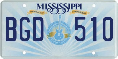 MS license plate BGD510