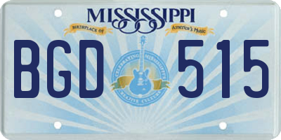 MS license plate BGD515