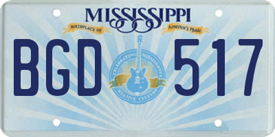 MS license plate BGD517