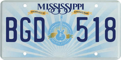 MS license plate BGD518