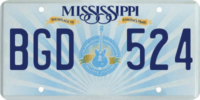 MS license plate BGD524