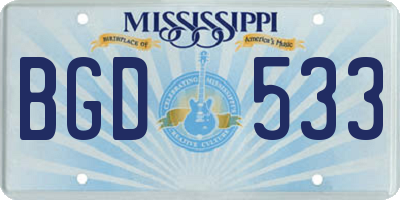 MS license plate BGD533