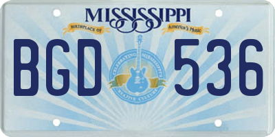MS license plate BGD536