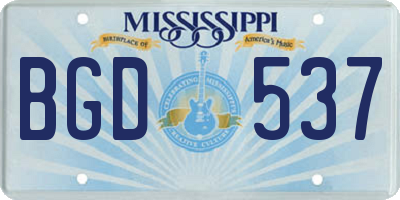MS license plate BGD537