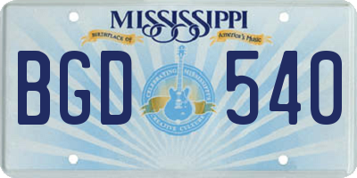 MS license plate BGD540