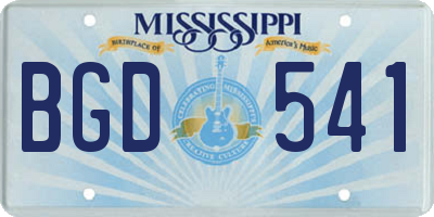 MS license plate BGD541
