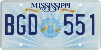 MS license plate BGD551