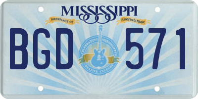 MS license plate BGD571
