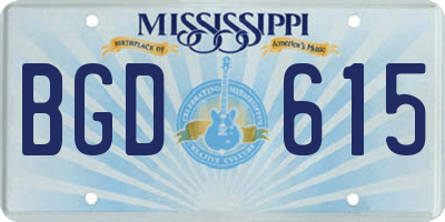 MS license plate BGD615